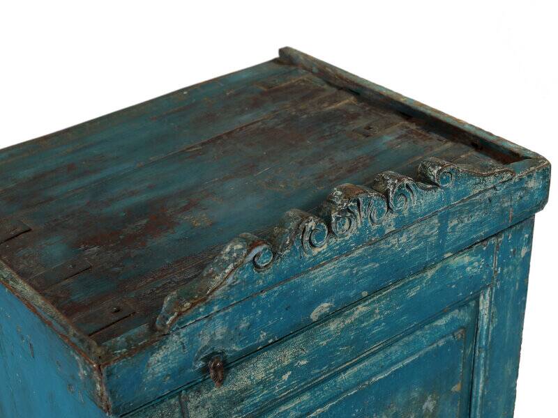 Indian buffet antique blue wardrobe teak wood patina and original piece