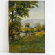 Peinture ancienne huile sur bois paysage verdoyant Joseph Guénard