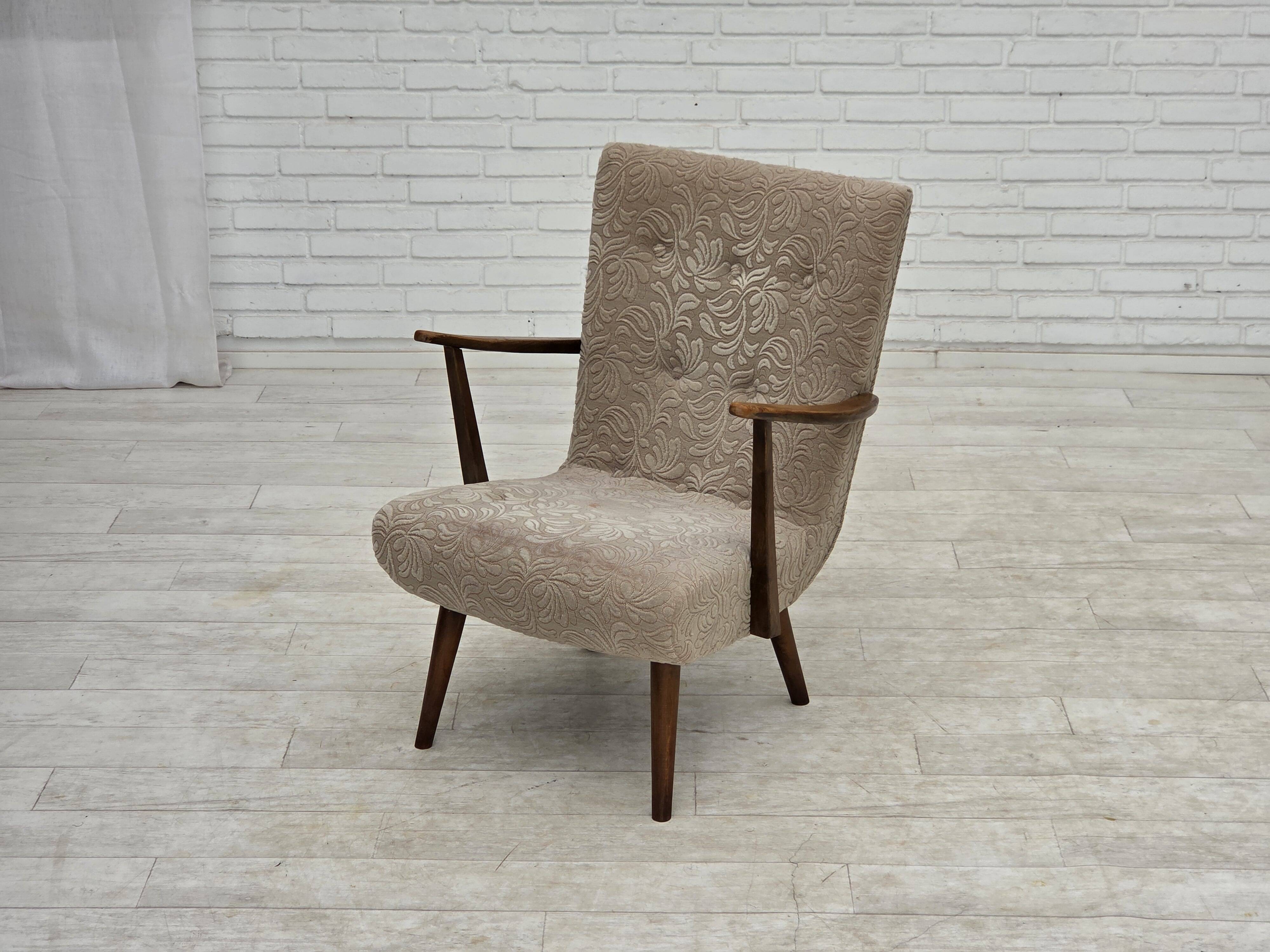 1960s, Danish armchair, furniture wool, beech wood.