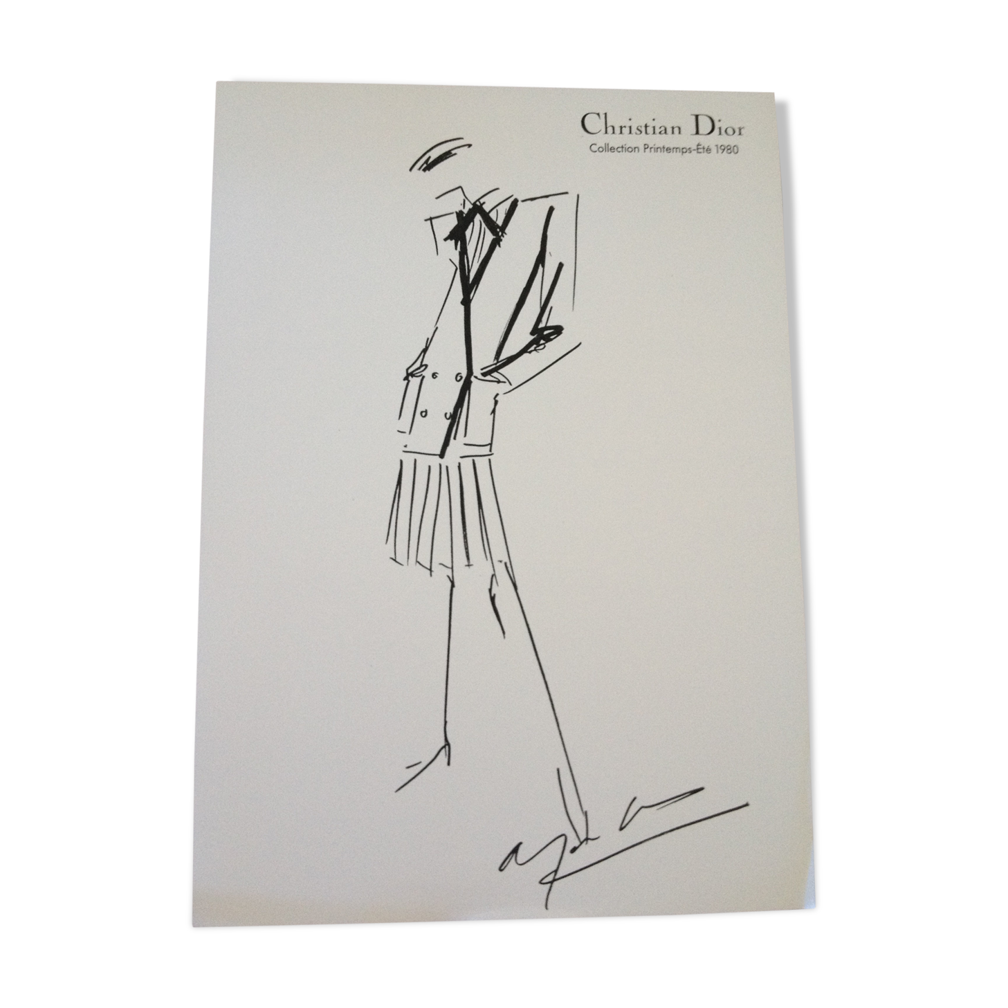 Christian dior, nice sketch of the 1980s black-and-white press mode
