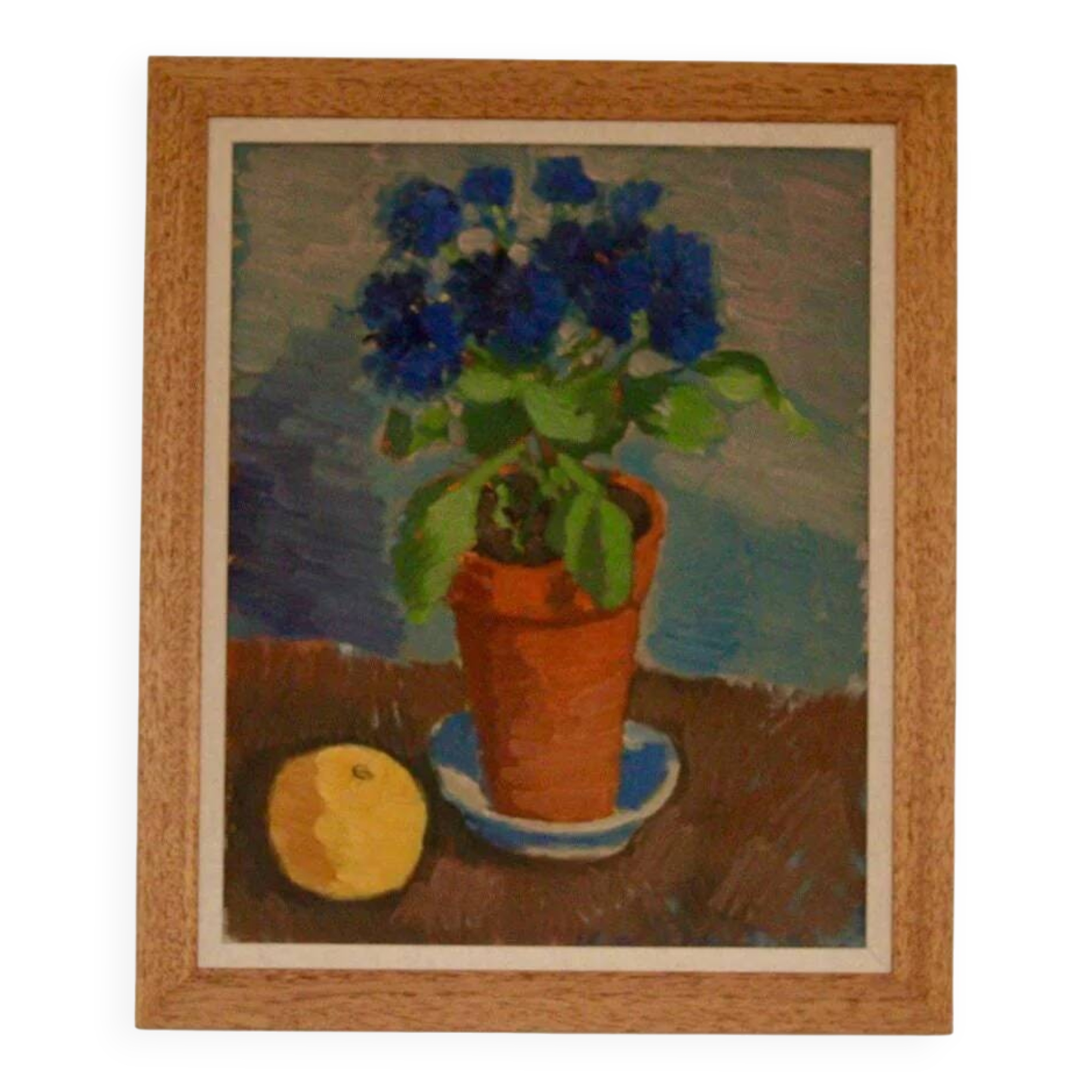 Swedish Oil on Panel – “Blue Flower and Citrus” attributed to Olax