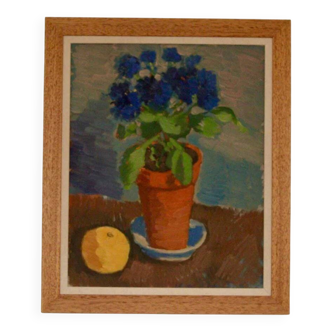 Swedish Oil on Panel – “Blue Flower and Citrus” attributed to Olax