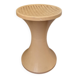 Tam Tam Stamp stool Made in France with a woven rattan-style seat.