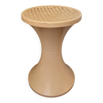 Tam Tam Stamp stool Made in France with a woven rattan-style seat.