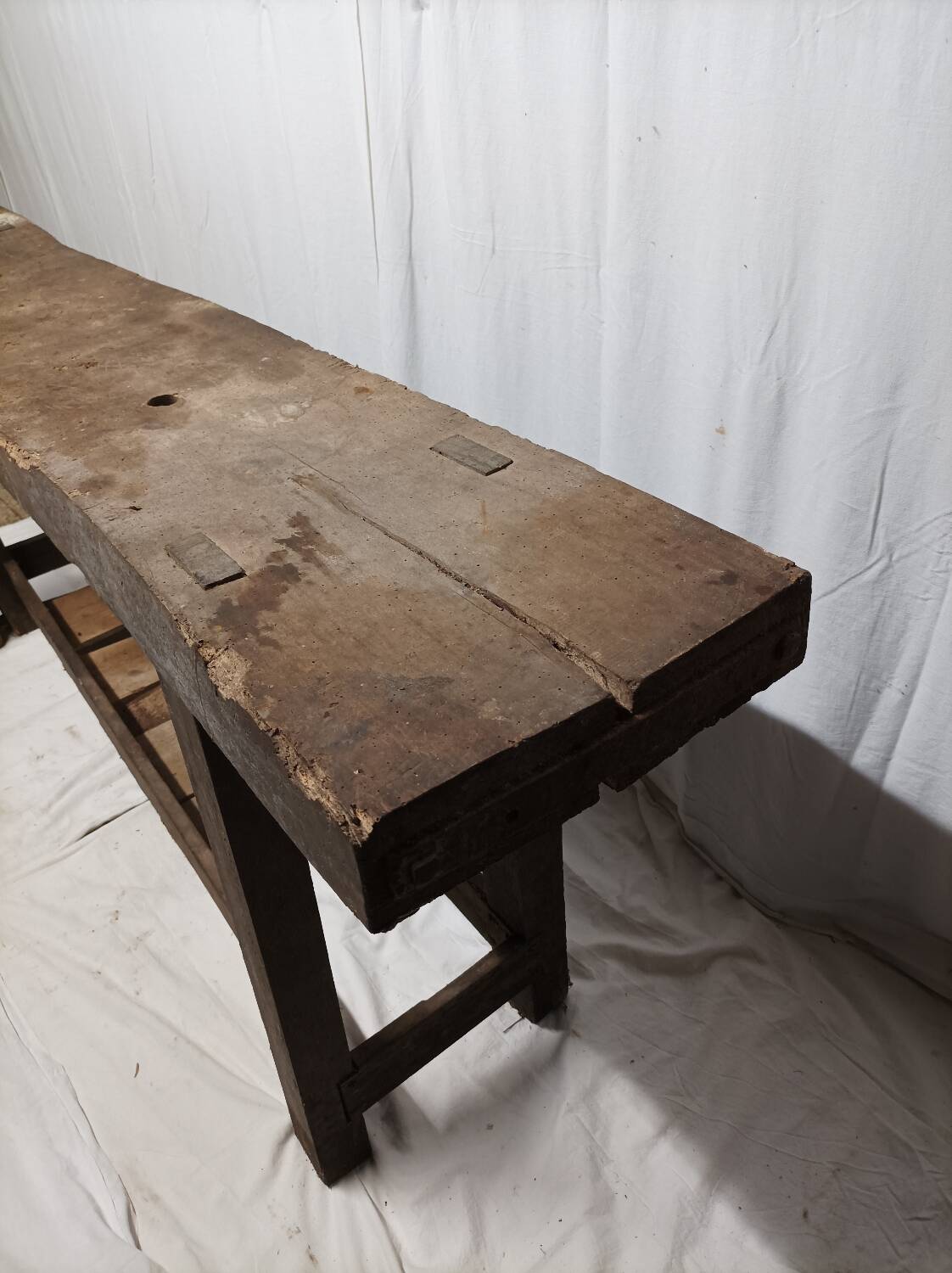 Old vintage wooden workbench