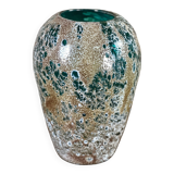 Vintage enameled blown glass vase 80'S Ht 27