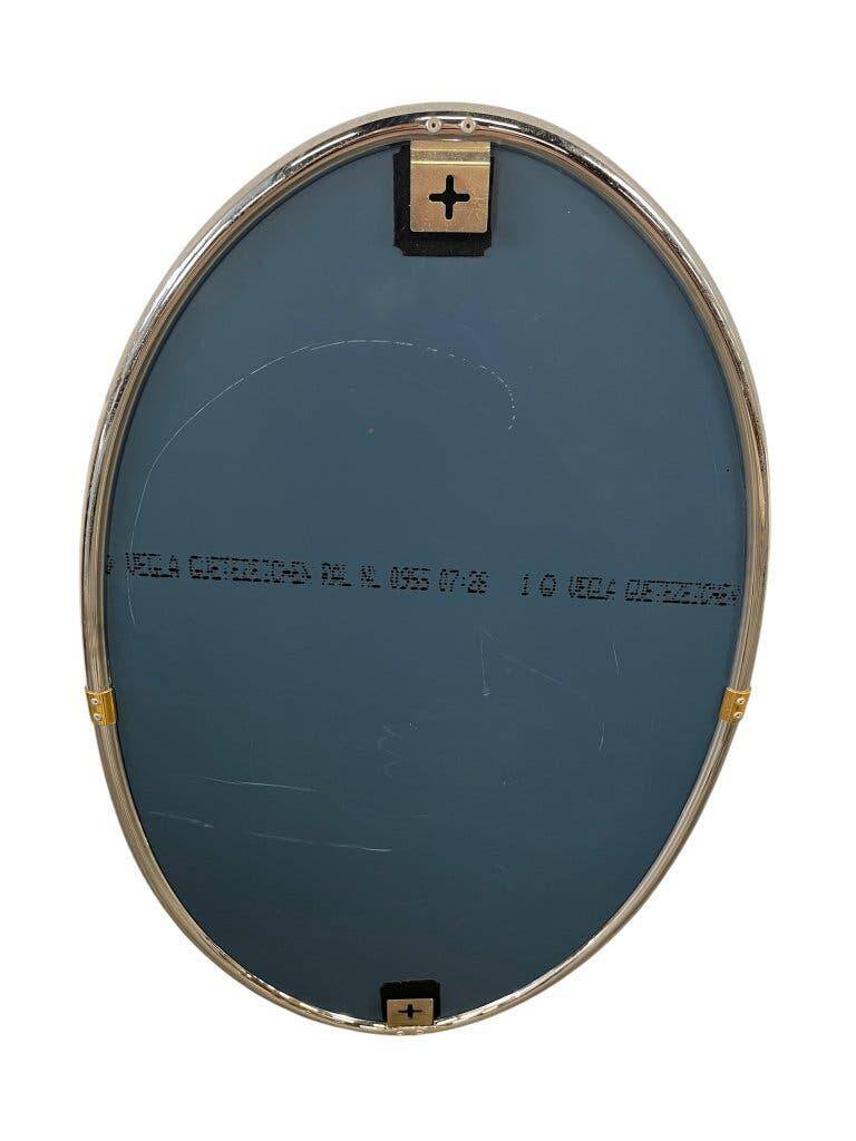 Miroir mural ovale chromé vintage / Miroir mural années 70