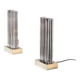 Pair of Brass & Metal Sculptural Lamps by Georges Mathias, Belgium 1970s