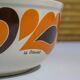 Enamelled cast iron fondue pot with 70's Le Creuset pattern