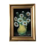 Tableau bouquet de fleurs blanches cadre doré
