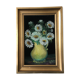 Painting bouquet of white flowers golden frame