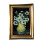 Painting bouquet of white flowers golden frame