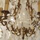 French Art Nouveau chandelier with 6 lights in bronze and crystal Acanthus 5552