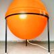 Large Space Age Tripod Sphere Floor Lamp In Orange By Unknown Designer, Around 1960S