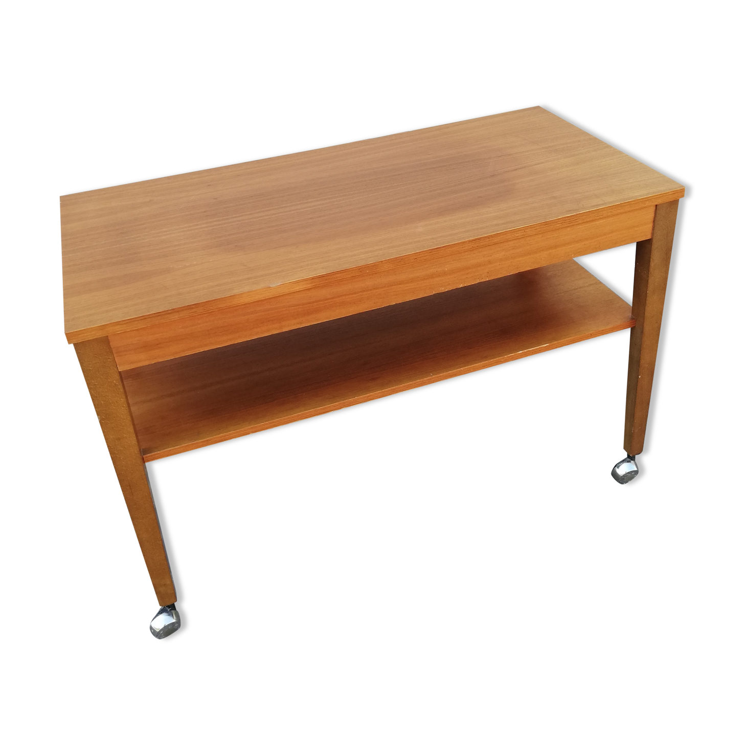 Table basse vintage bois 2 plateaux