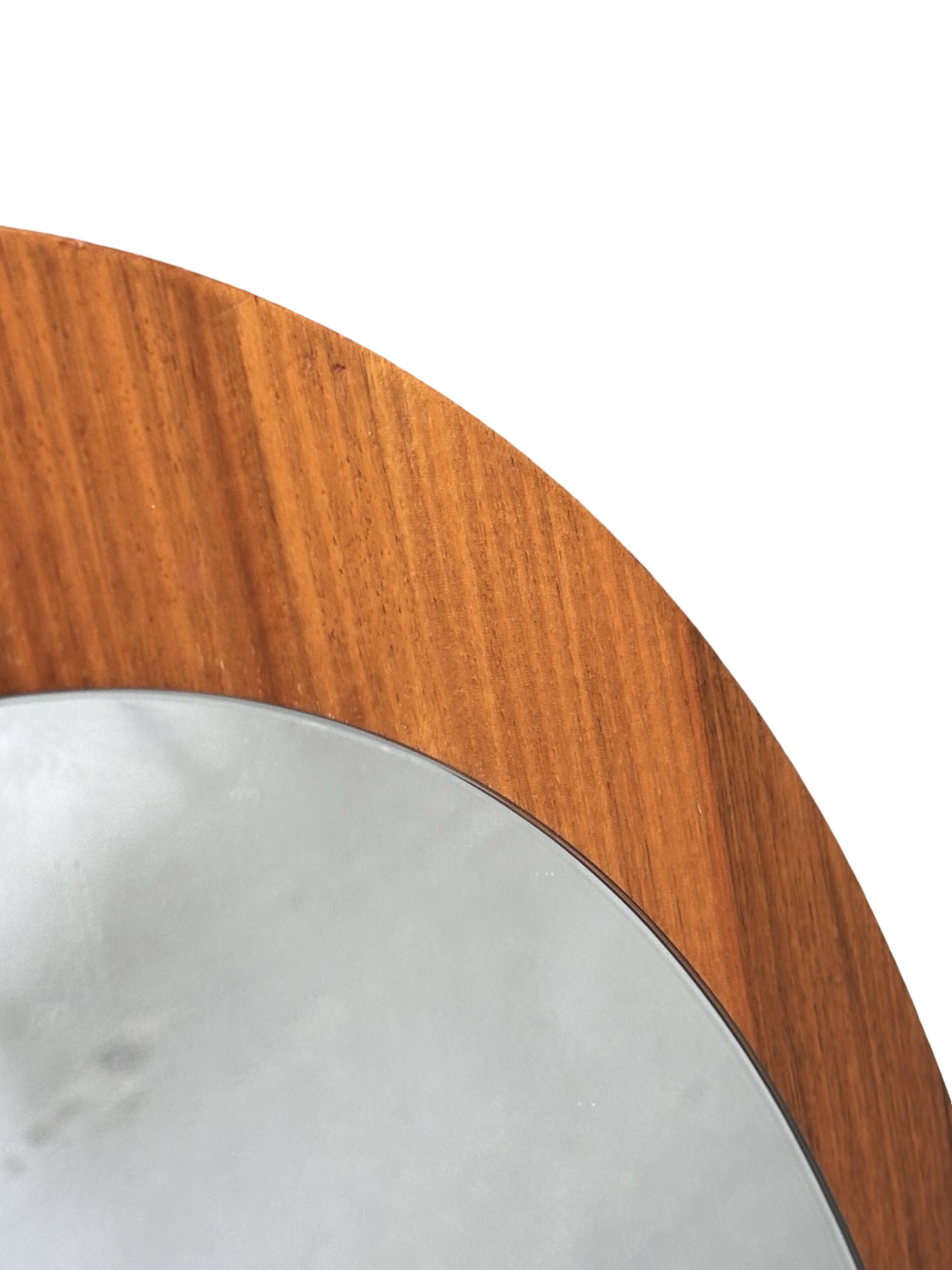 Vintage Round teak wall mirror 1970s wall mirror