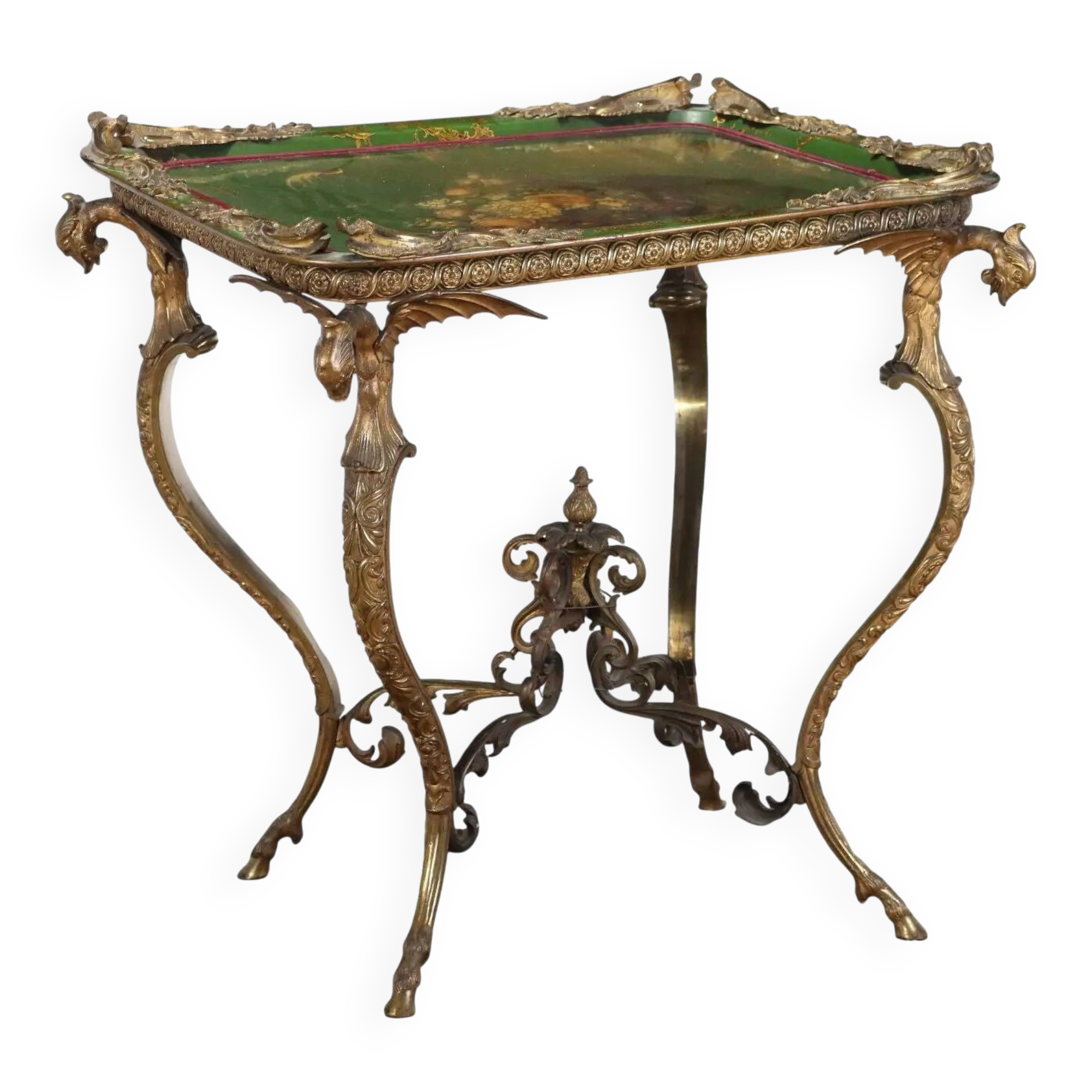 Table basse ancienne Middle Victorian en bronze et papier mâché, Angleterre, XIX Century