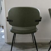 Pair of khaki green metal and skai armchairs from the 1960s
