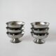 set of 6 large wide foot bowls in stainless steel 1970