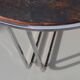 Rustic refurbished wood metal base industrial round coffee