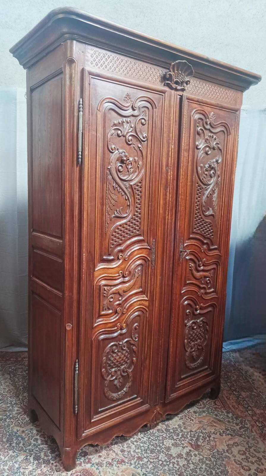 19th-century oak Renaissance wardrobe