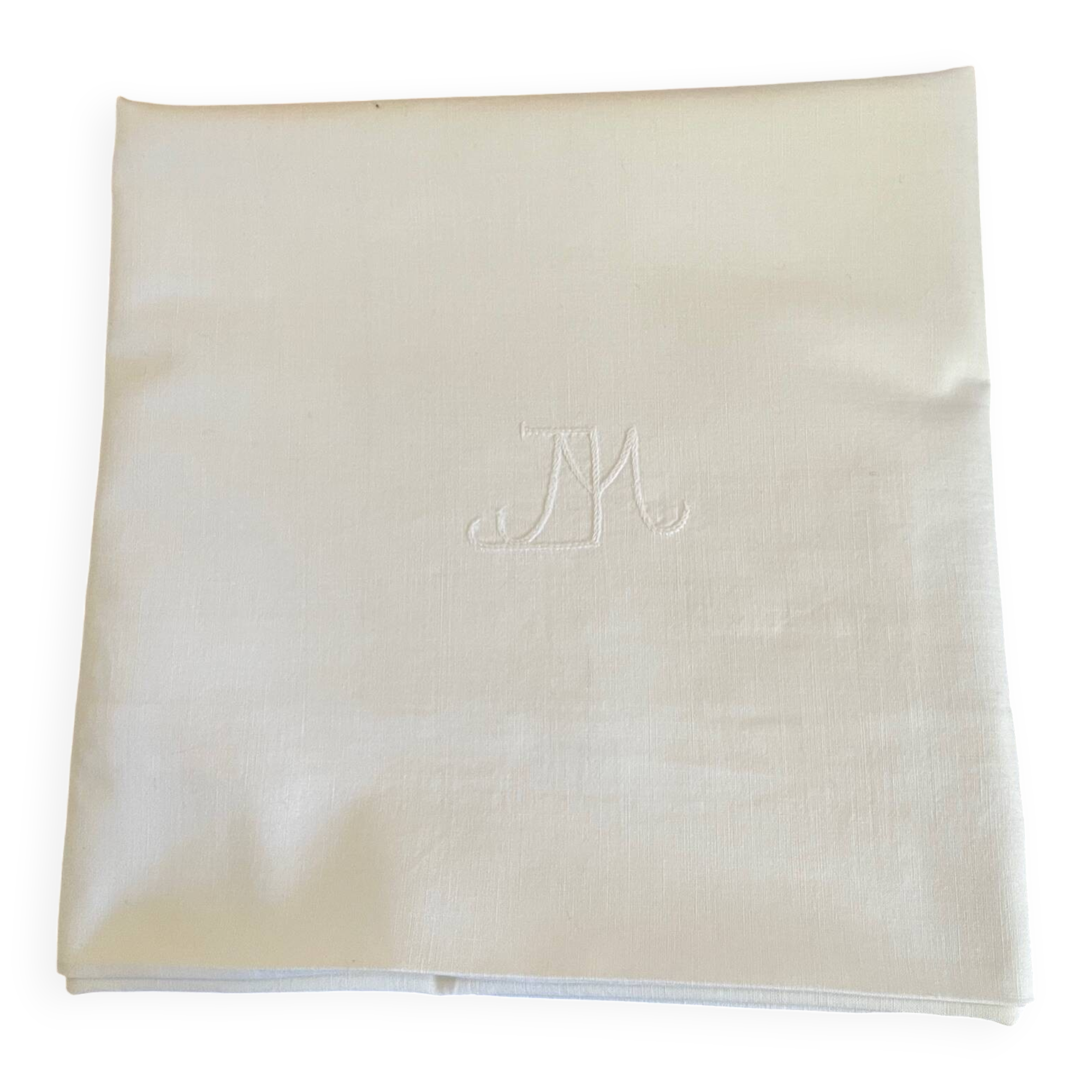 vintage embroidered JM cotton pillowcase