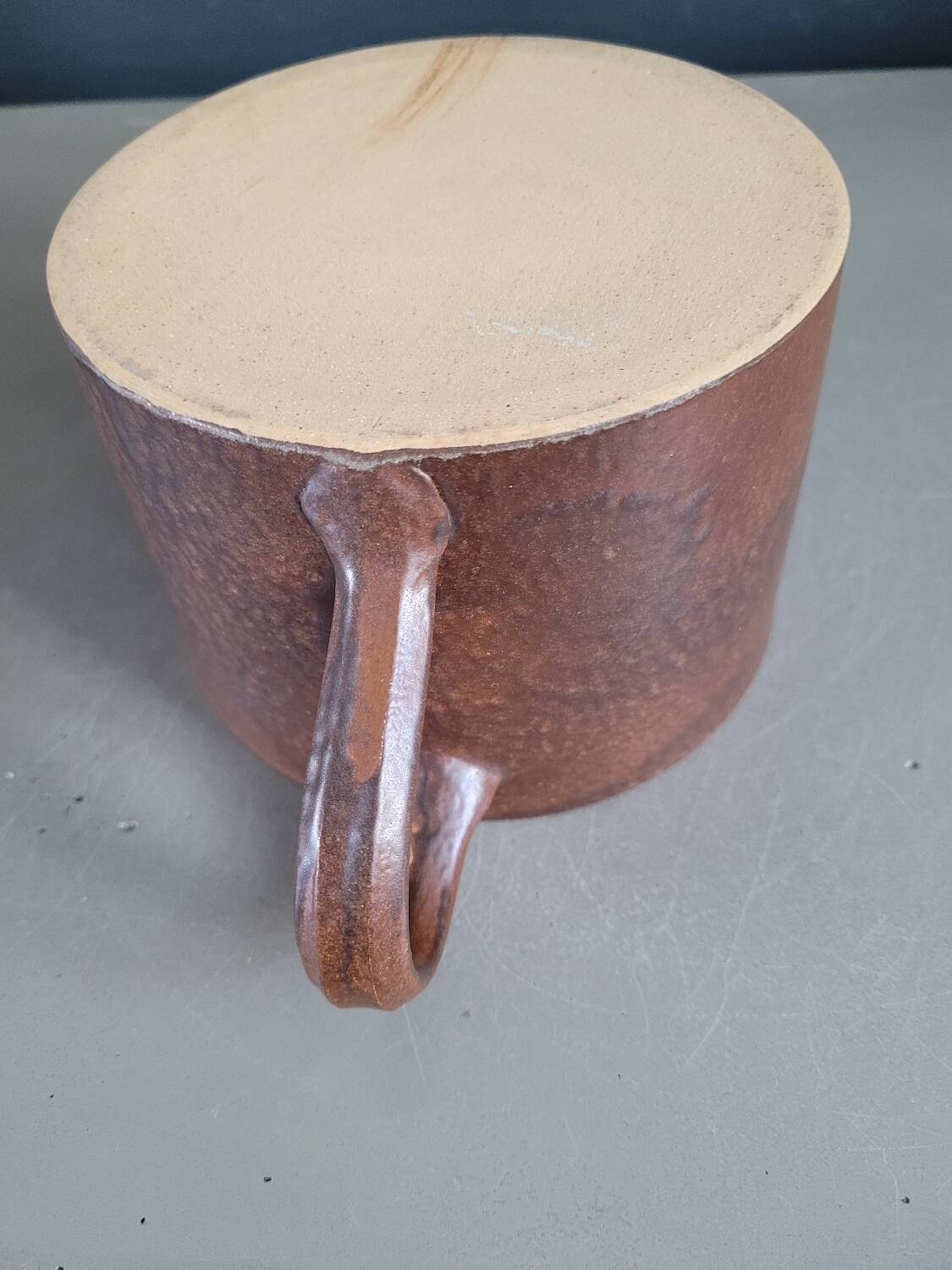 Pitcher - cream pot - in brown glazed earthenware