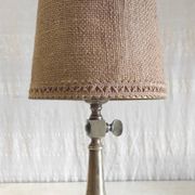 Lampe à poser en laiton doré et lin - mid. XXeme