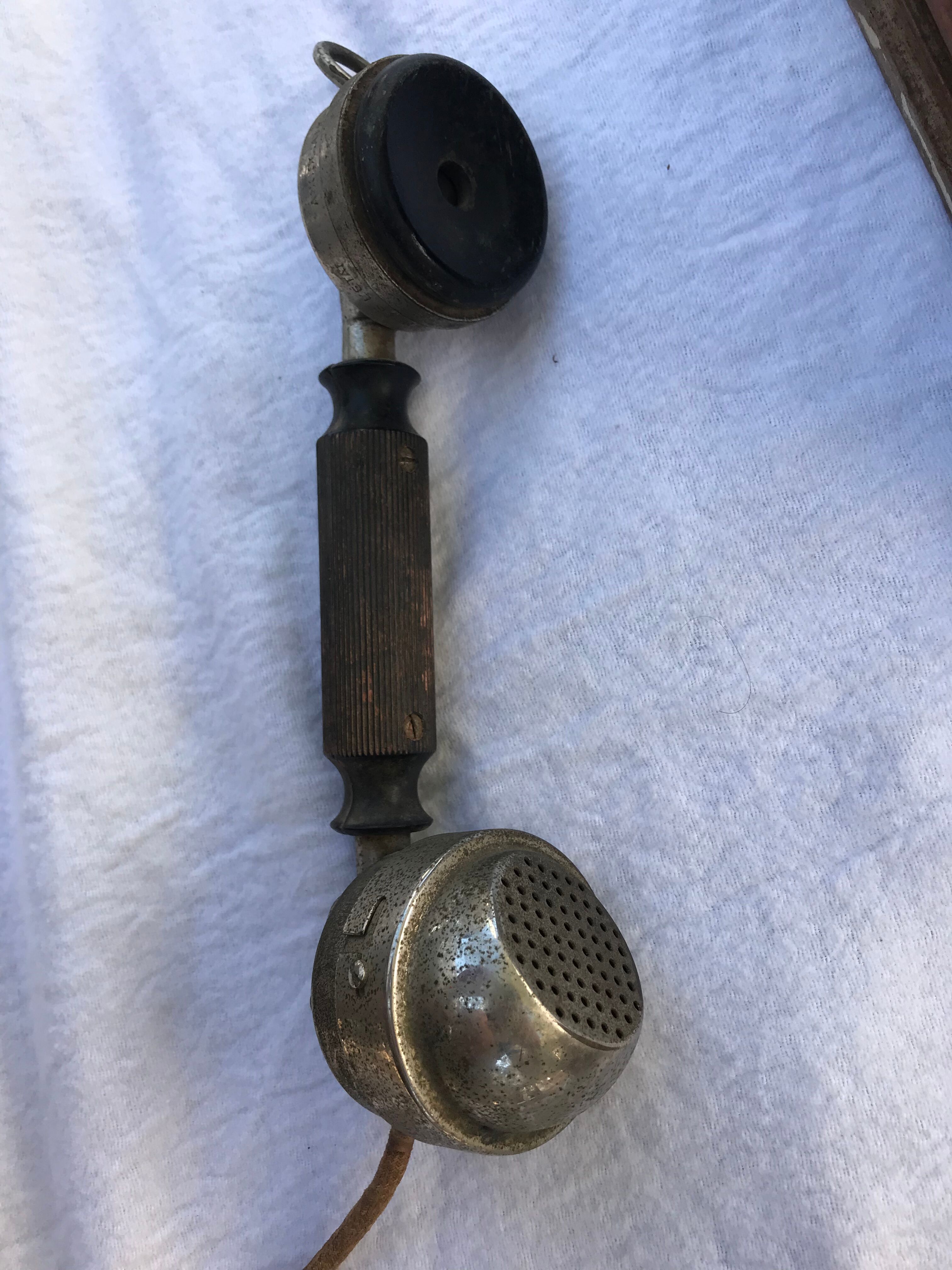 Wooden wall telephone, old, 1930