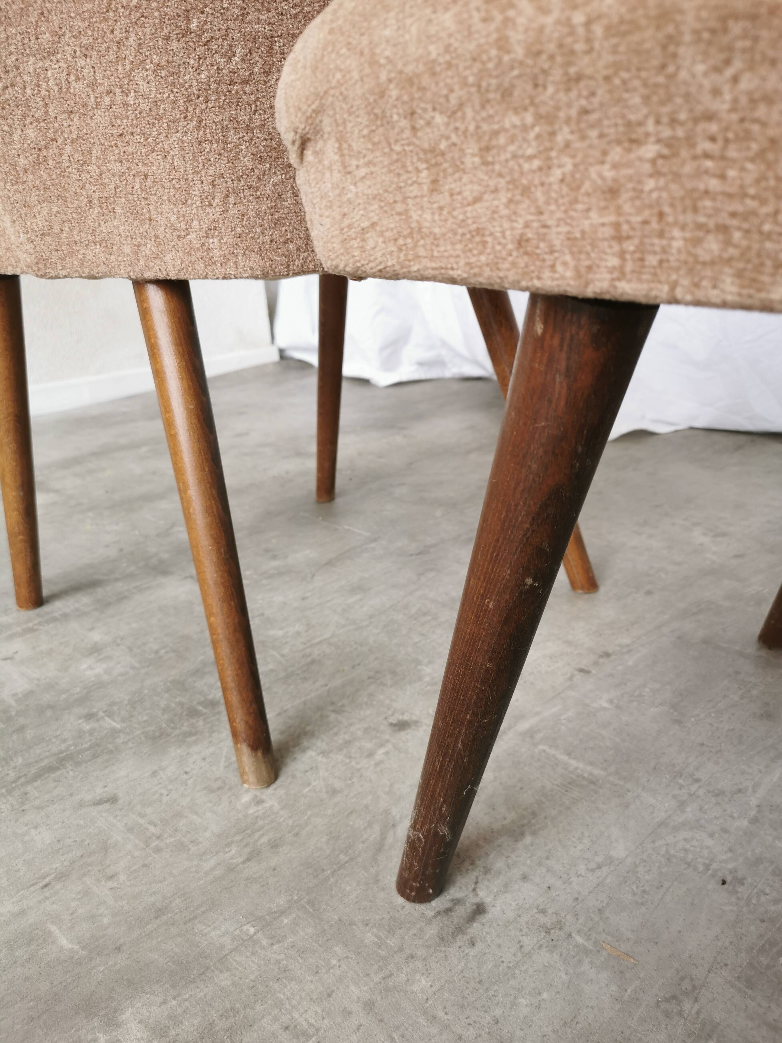 Set of 2 Vintage Mid-Century Lounge Chair: 1970s Yugoslavia, Pink Fabric