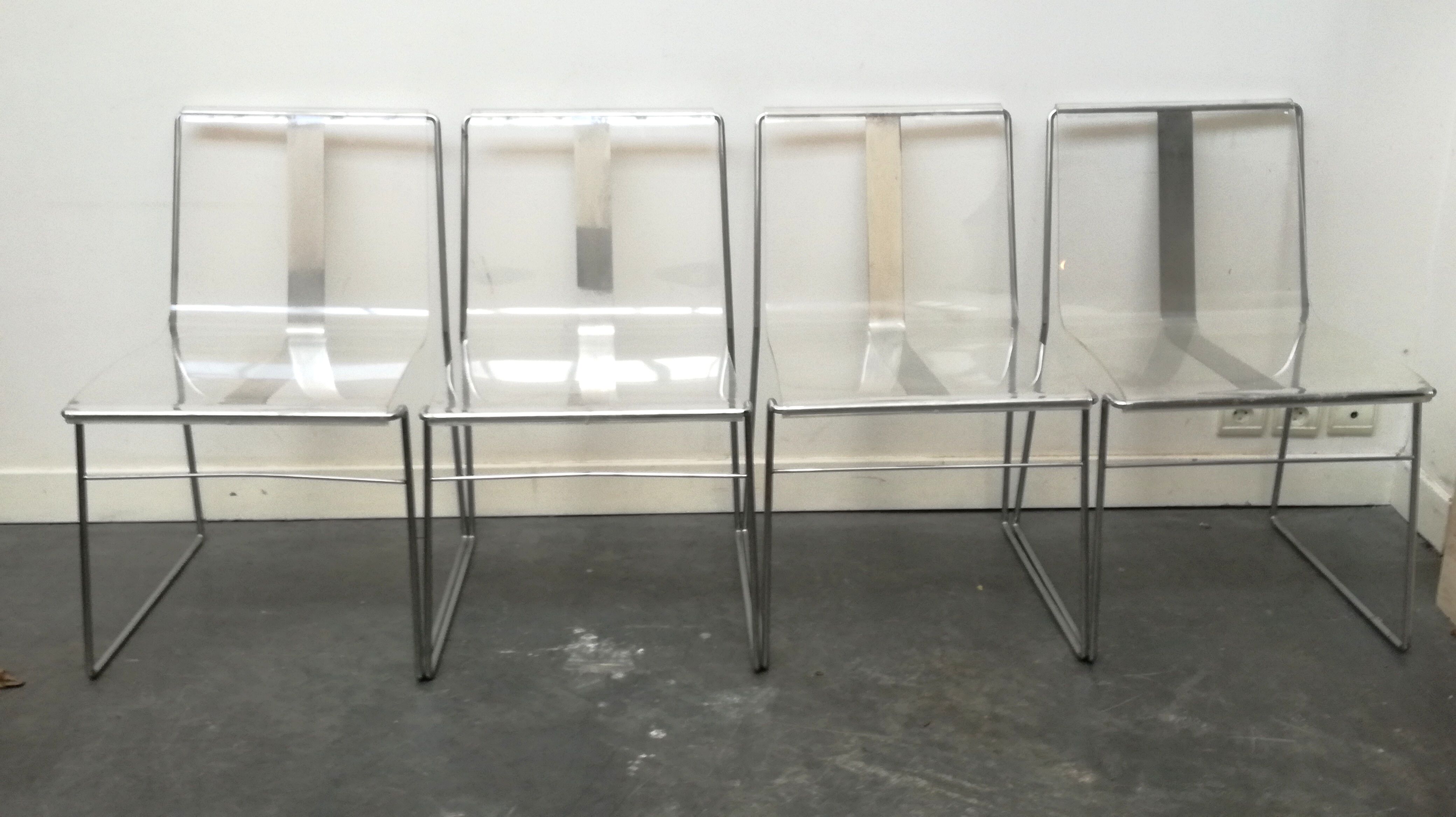 Filglass chairs by Jacques Charpentier plexi 1970