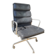 Eames soft pad chair in black leather, Herman Miller edition.
