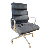 fauteuil Eames soft pad cuir noir, édition Herman Miller