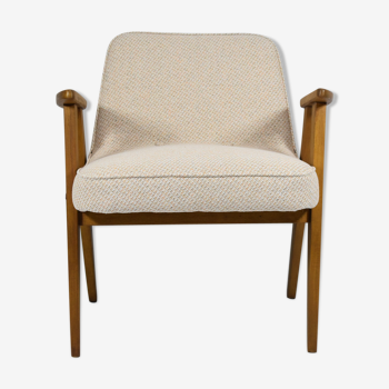 Classic Vintage armchair,  model 366, 1960s, cream fabric, teak wood