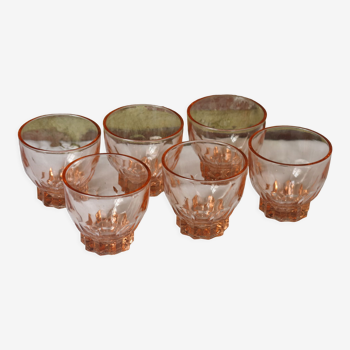 6 verres rose vintage