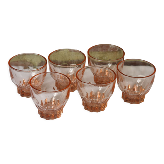 6 vintage pink glasses