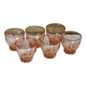 6 verres rose vintage