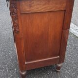 Solid oak and marble bedside tables