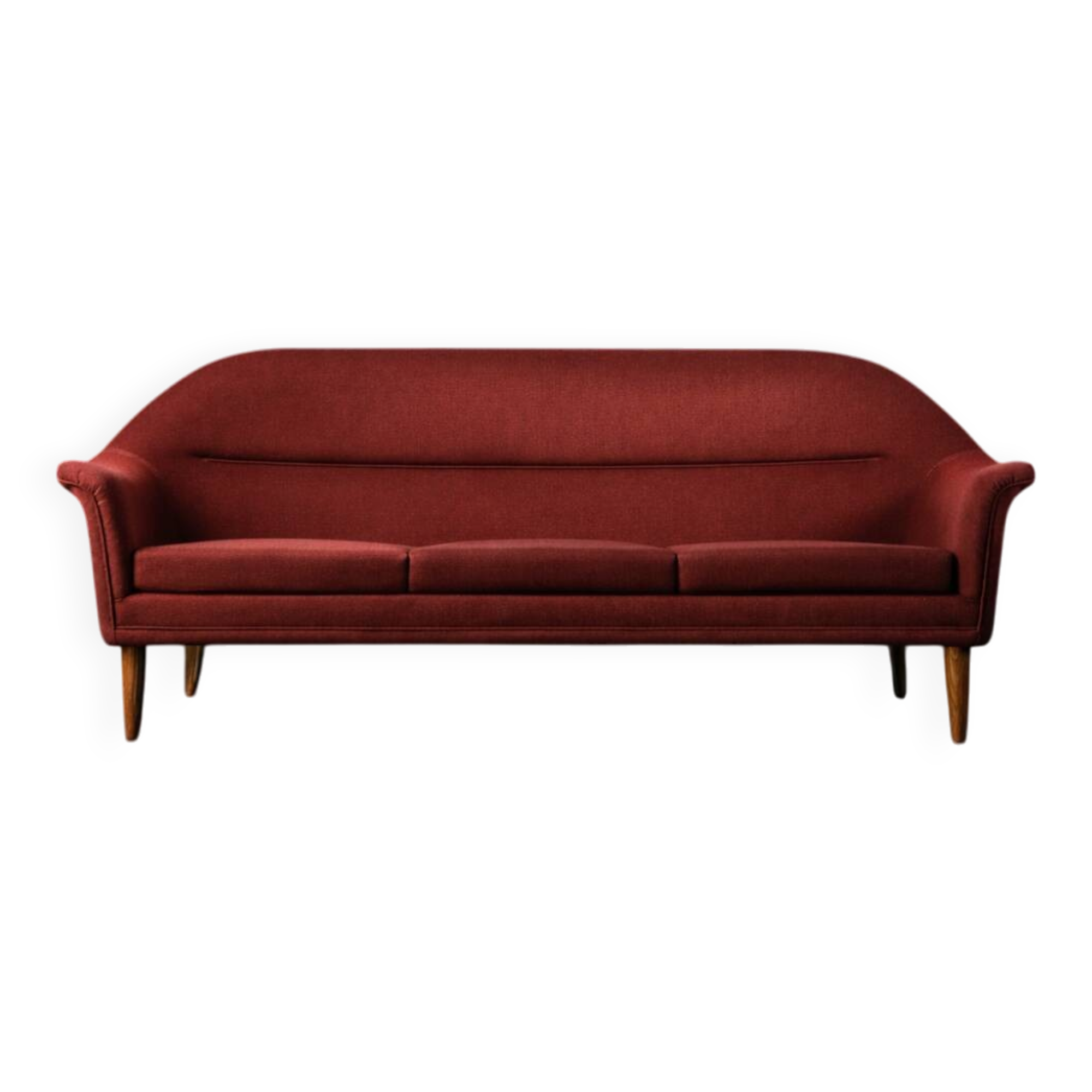 Vintage Mid-Century Scandinavian Modern 3-Seater Red Sofa