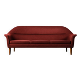 Vintage Mid-Century Scandinavian Modern 3-Seater Red Sofa