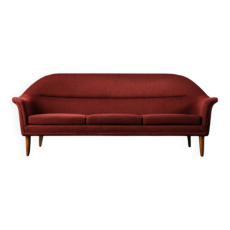 Vintage Mid-Century Scandinavian Modern 3-Seater Red Sofa