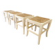 Set of 4 Vintage White Wooden Stools with Thatched Seats - 1970s Yugoslavia