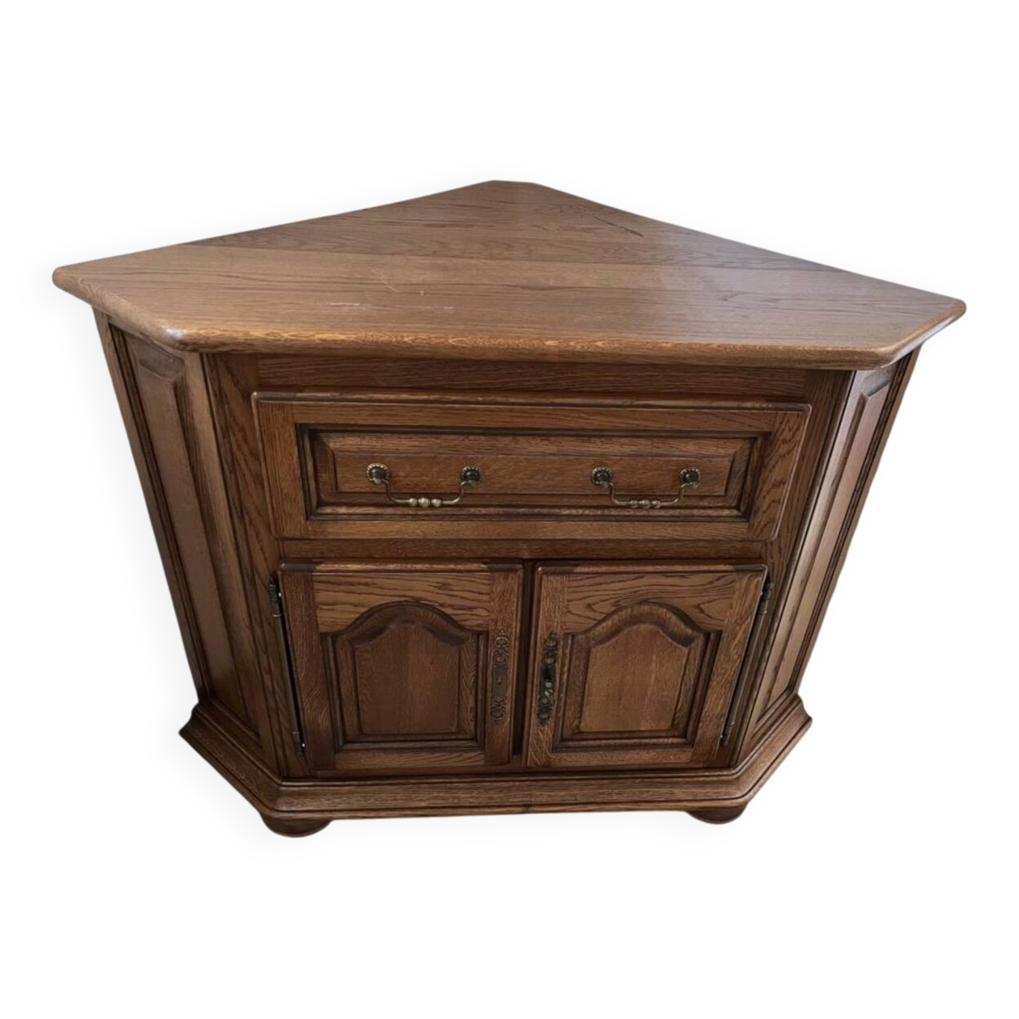 Solid oak corner cabinet