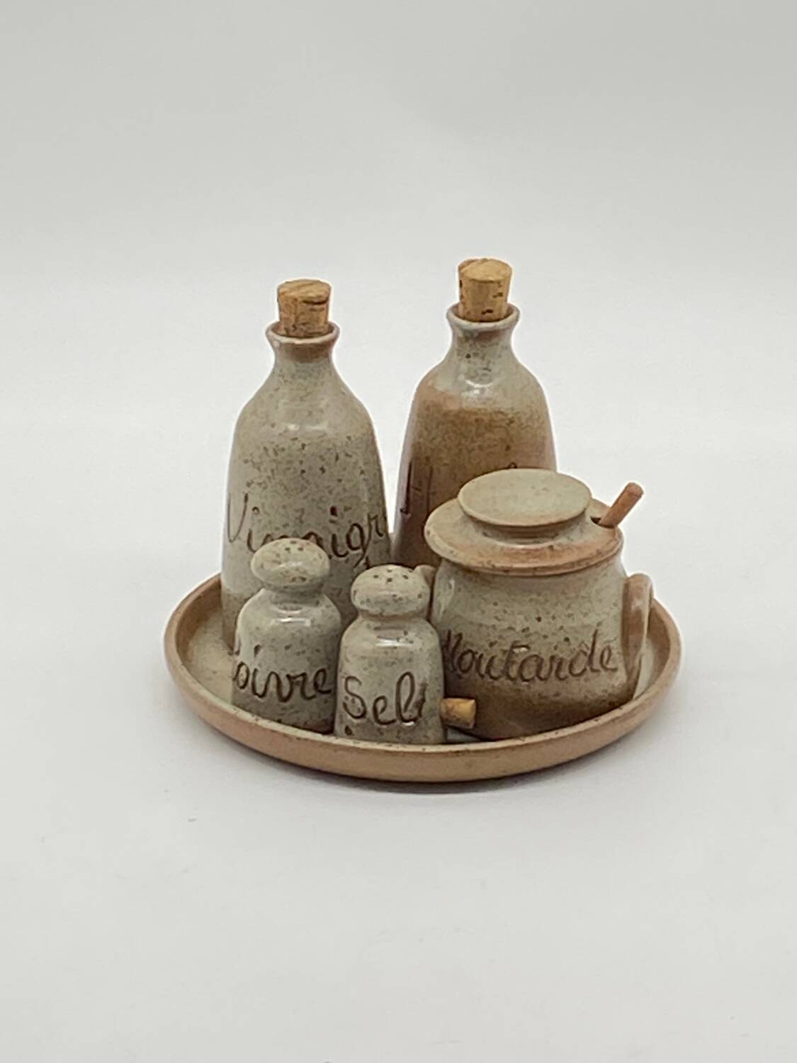 Condiment tray/server, stoneware, ceramic, by Guy Morot, Barges