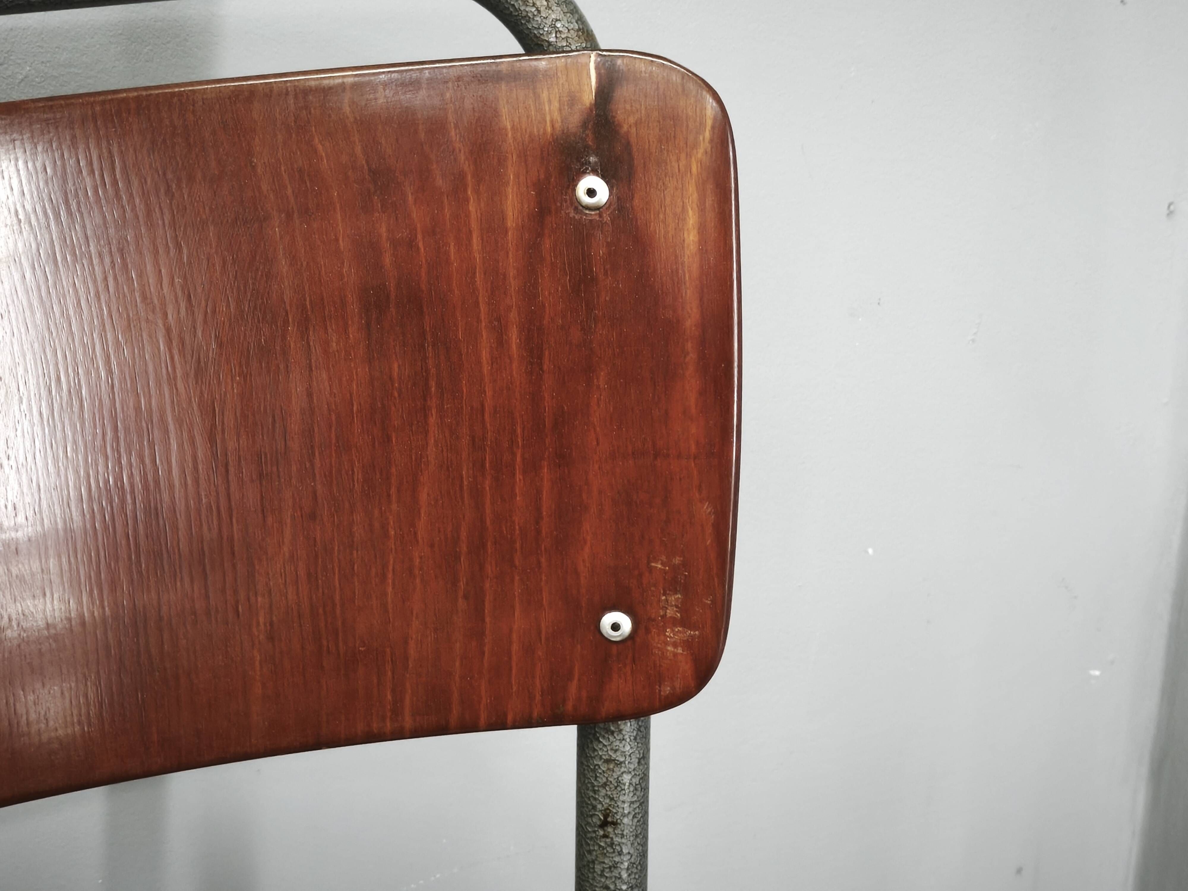 Set of 6 Gispen 106 Dutch Industrial Plywood Chairs, 1960s
