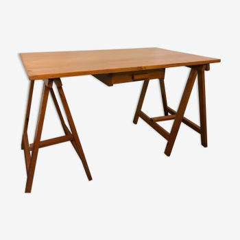 Wooden desk on trestles 1960