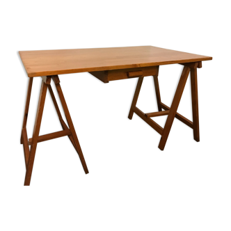 Wooden desk on trestles 1960