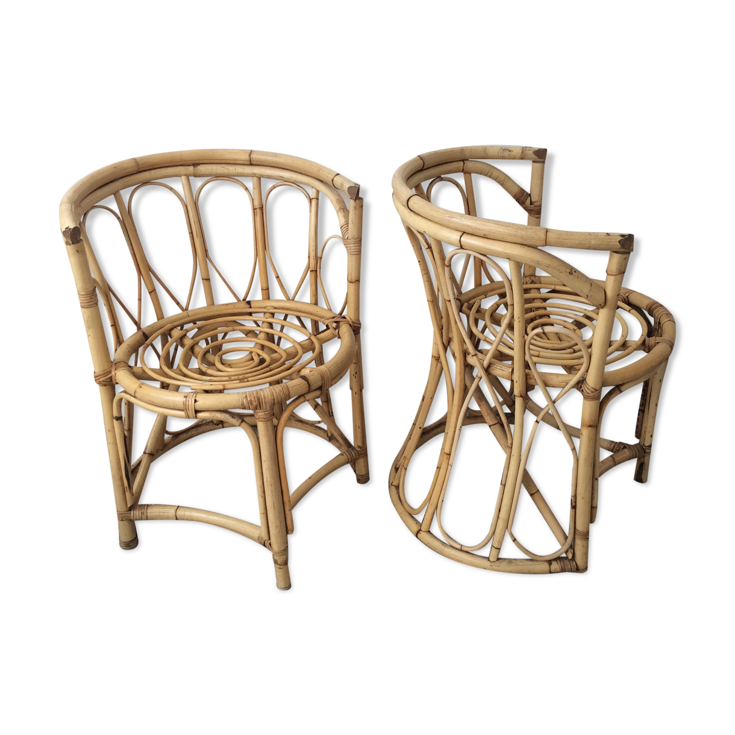 Pair of rattan armchairs from the 60/70s
