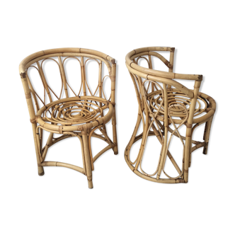 Pair of rattan armchairs from the 60/70s