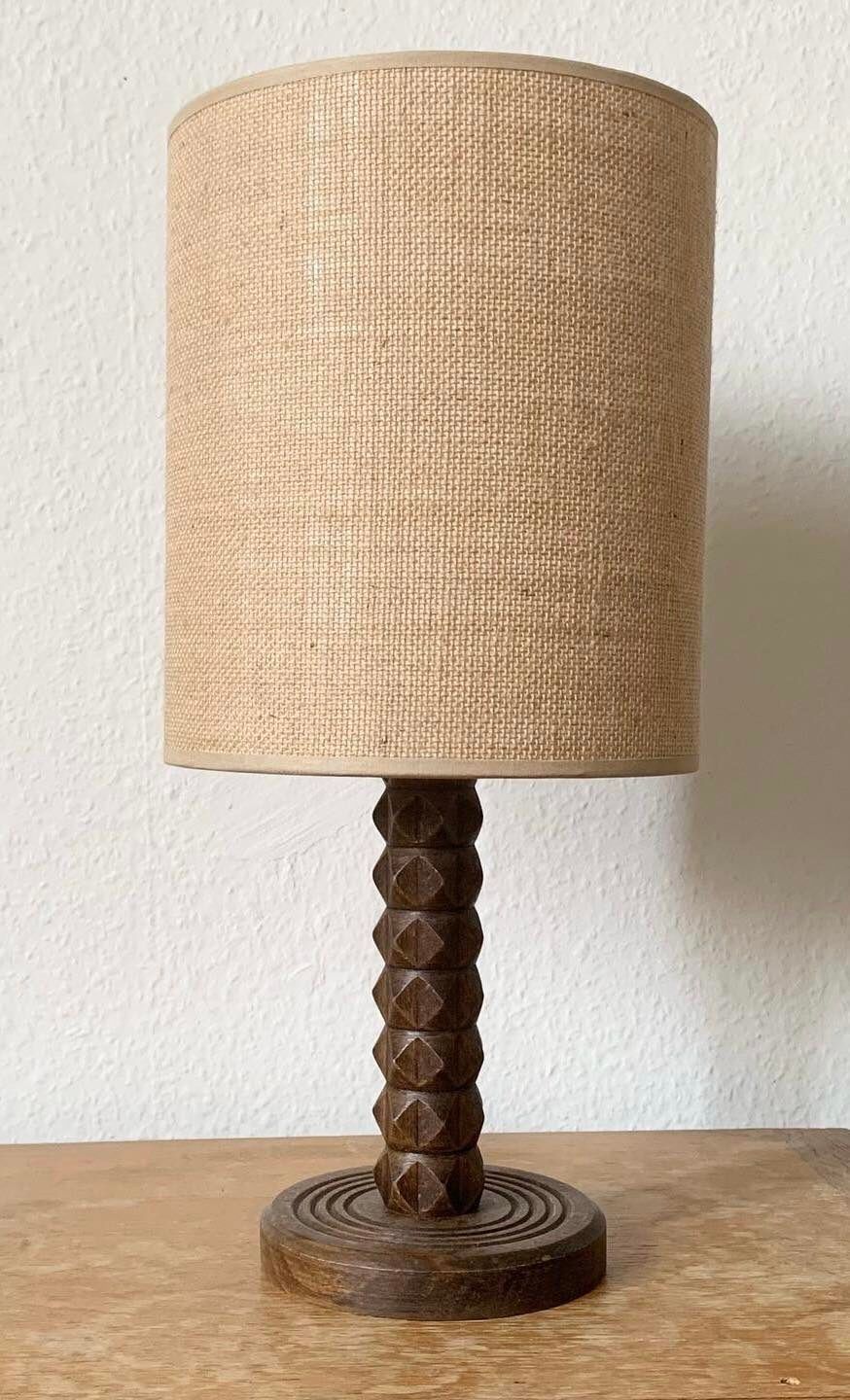 Wooden table lamp, France 1940s